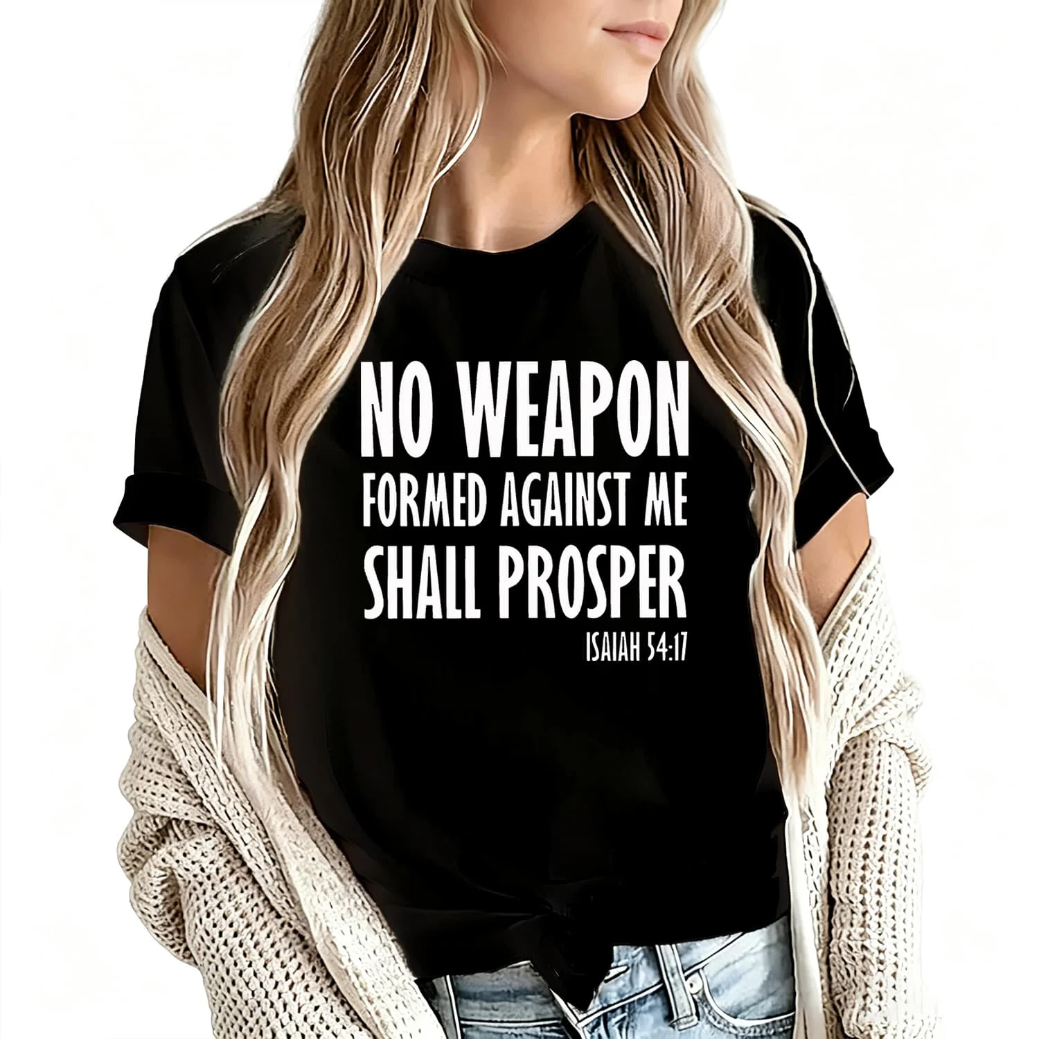 No Formed Against Me Shall Prosper Women's T-Shirt 100% Cotton Funny Graphic Short Sleeve Tee Novelty Shirt Casual Crew Neck Top S-5Xl