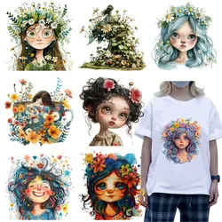 Forest Princess Iron On Transfer Patches Thermal Sticker girl Applique Heat transfer Vinyl Patches For Clothes decoration