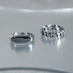 Simple Geometric Chain Rings Classic Stainless Steel Unisex Cuban Ring Party Gift For Men Vintage Women HipHop Jewelry Wholesale