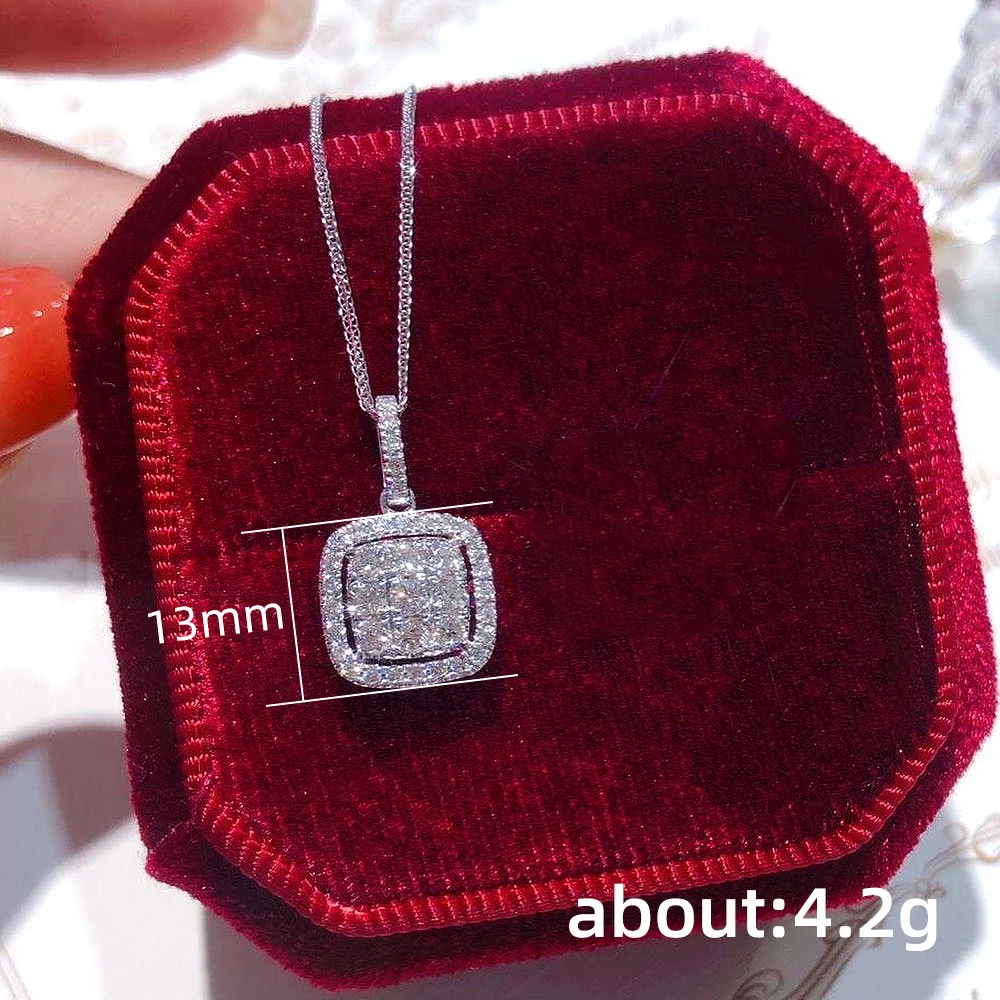 Huitan Fashion Contracted Design Square Cubic Zircon Pendant Necklace for Women Exquisite Neck Accessories Wedding Party Jewelry