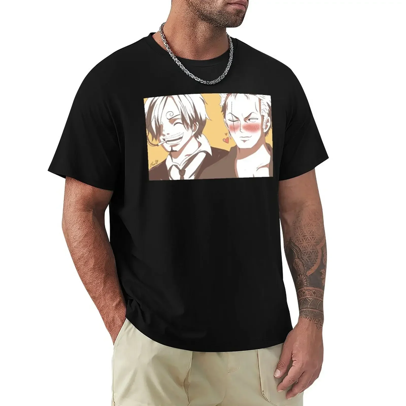 Sanji x Zoro T-Shirt plus size tops tees korean fashion fruit of the loom mens t shirts manga vintage anime clothes heavyweight