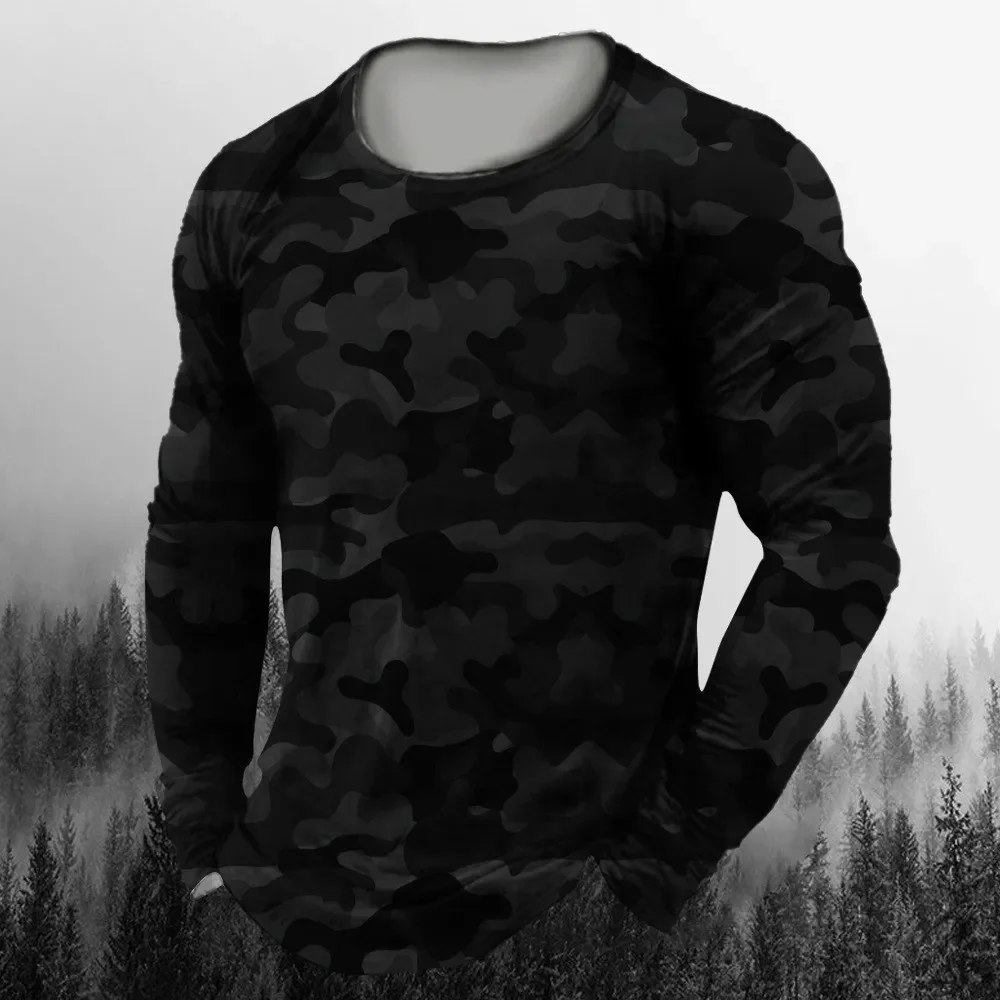 3D Printed Camouflage Long Sleeve T Shirt Men Military Army Outdoor Casual Cool Loose Fashion Streetwear Vintage Tactical