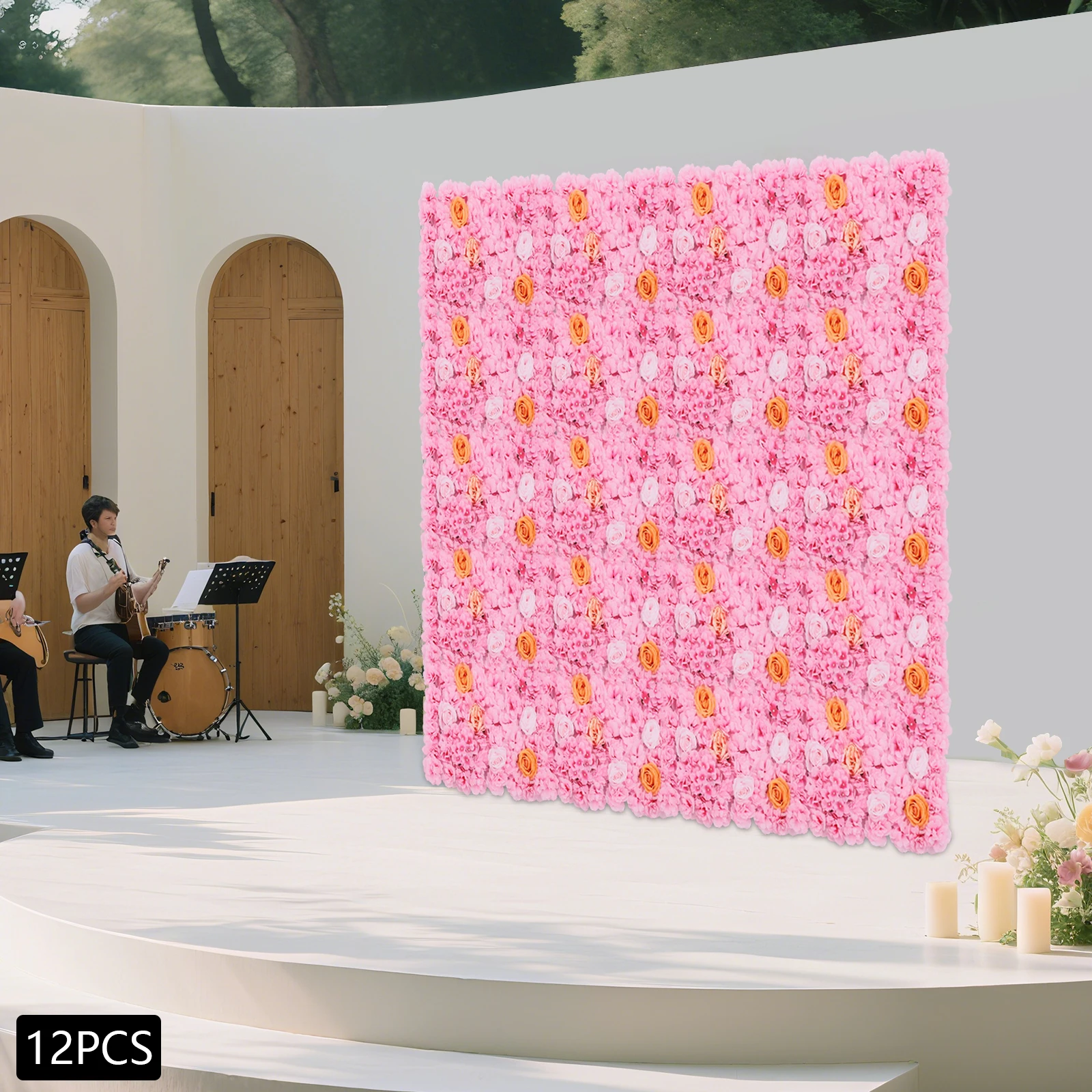 الحرير روز ديكور المنزل النباتات المقلدة ورد صناعي حائط الخلفية الزفاف الديكور زهرة جدار ديكور الزفاف الرومانسي #3