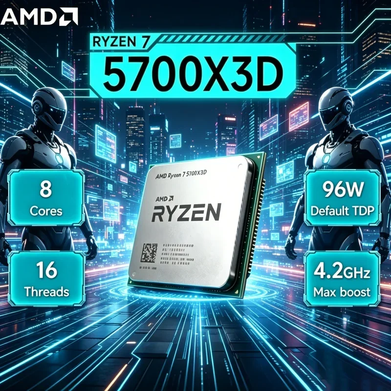 AMD Ryzen 7 5700X3D R7 5700X3D Budget Gaming CPU 8 Core 16 Thread 96MB Cache 7nm AM4 Desktop Processor Bulk Pack
