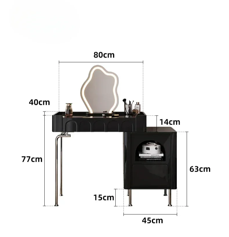 

Small Apartment Makeup Table French Retro Black Dresser Dressing Table Bedside Table Integrated