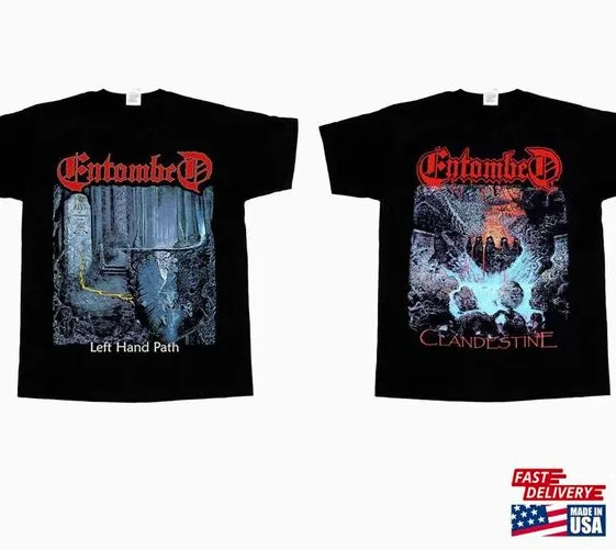 

Entombed Left Hand Path'90 Clandestine New Black Short Sleeve T Shirt 3 4 5Xl