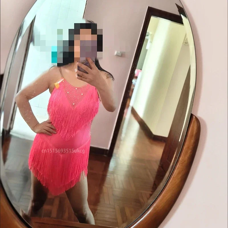 

Sexy Camisole Backless Diamond Slimming Latin Dance Stage Women's Fringe Skirt New Latin Dance Competition Performance Outfit