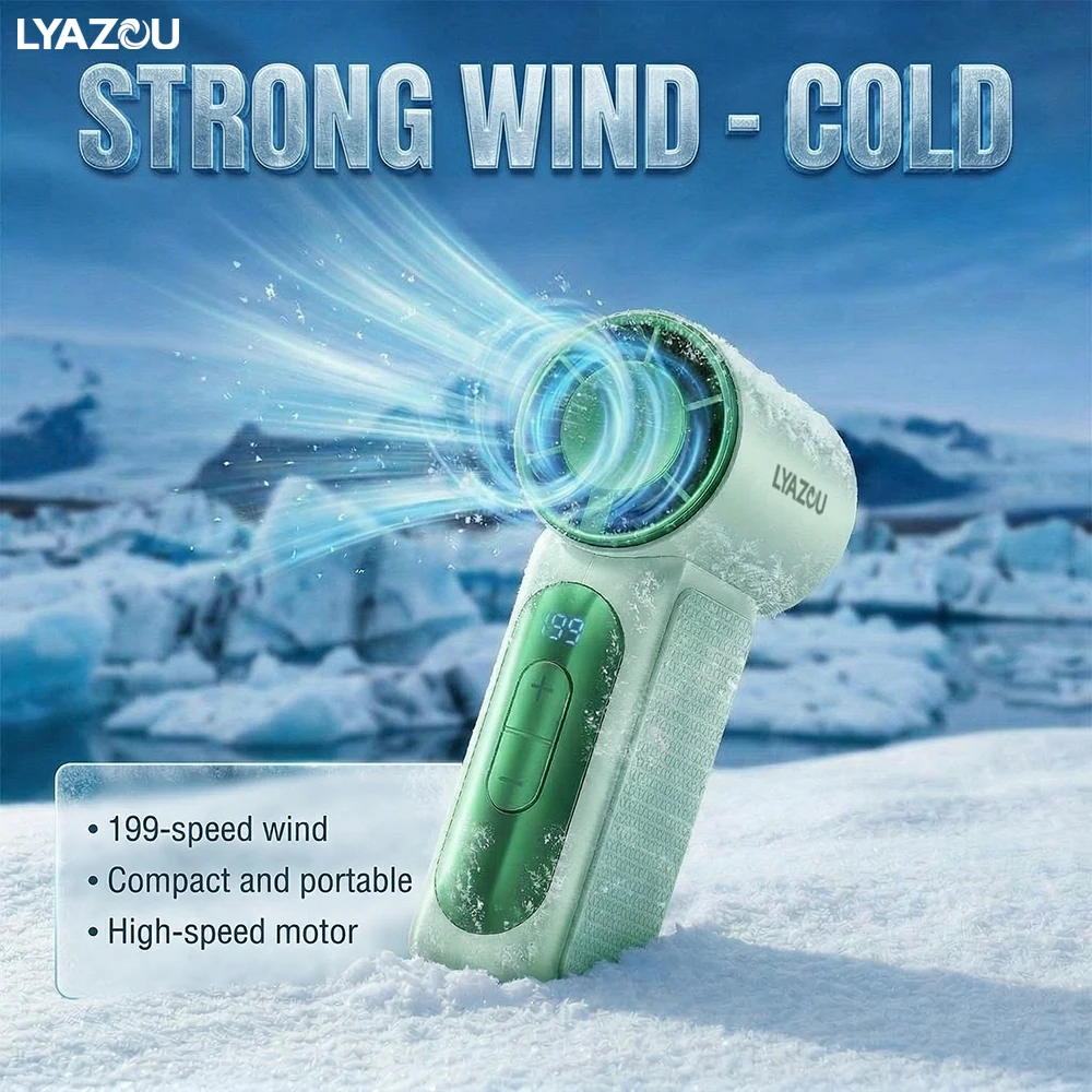

Mini Handheld Turbo Fan Cooler with USB- WirelessOperation, Digital Display - Wearable/Pocket Cooling FanSuitable for Office