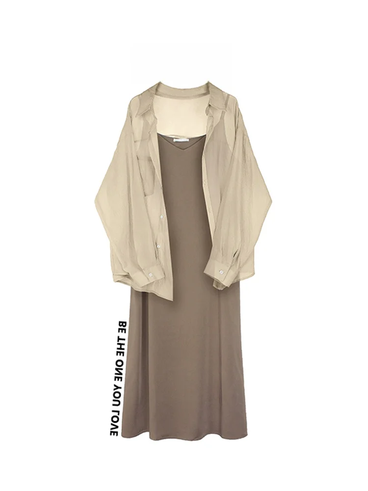Women's Ice Silk Sun Protection Clothing Summer Strap Dress Outer Cardigan Small Size Top Chiffon Shirt Thin Outerwear Spring...