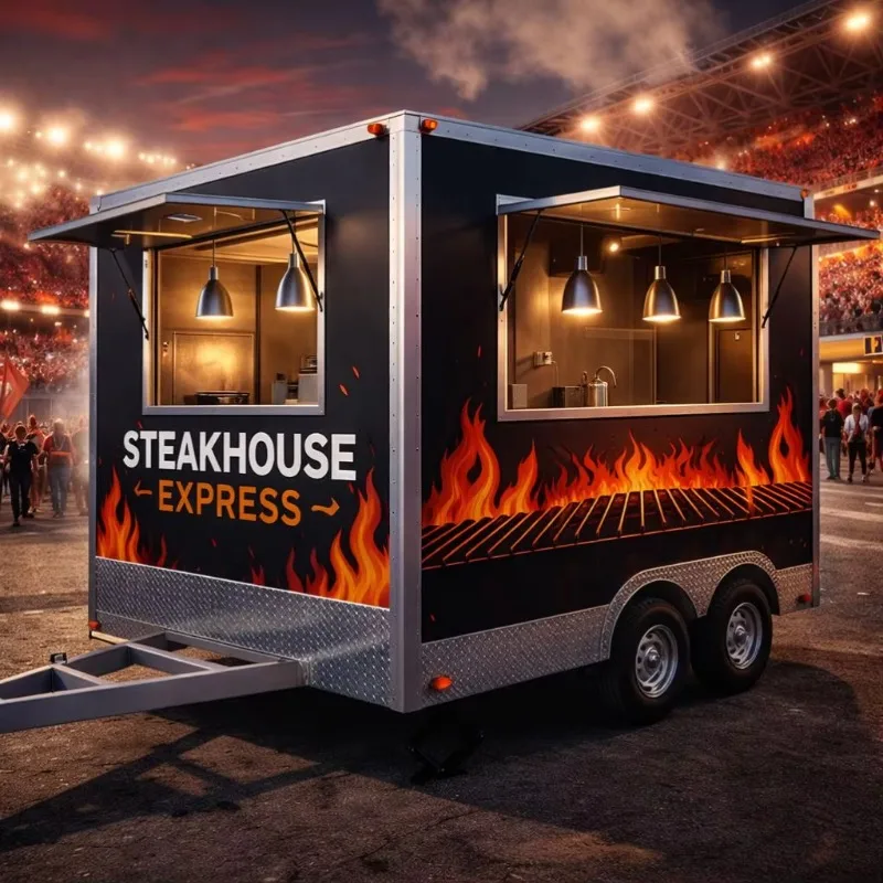 Fully Equipped Kitchen for Sports Stadium Catering Robust STEAKHOUSE Mobile Food Trailer Truck