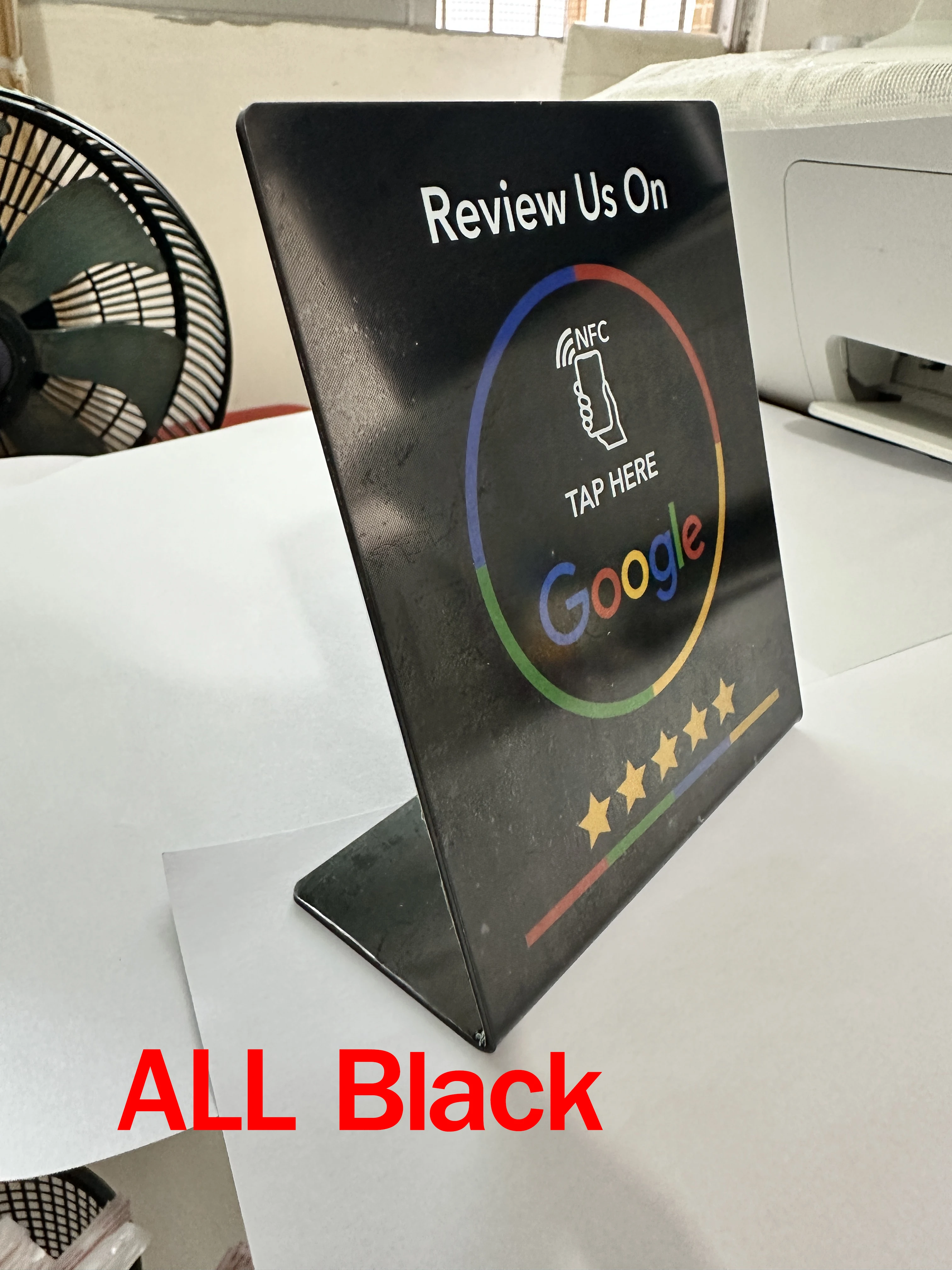 

13.56Mhz programmable Google Review Card NFC station table NFC Google Reviews display bending card standing brand bracket Black