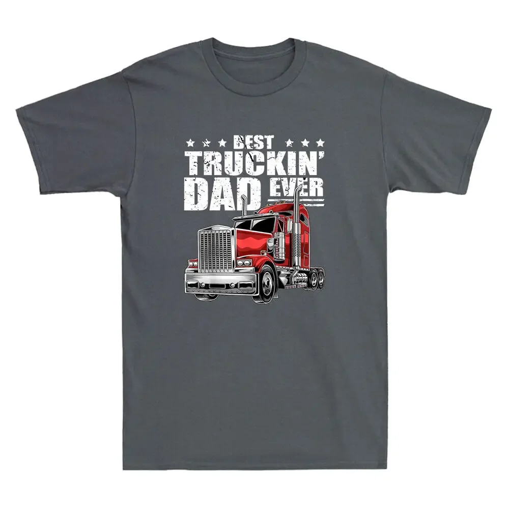 Best Truckin' Dad Ever Big Rig Trucker Father's Day Gift Vintage Men's and Women's Short Sleeve T-Shirt