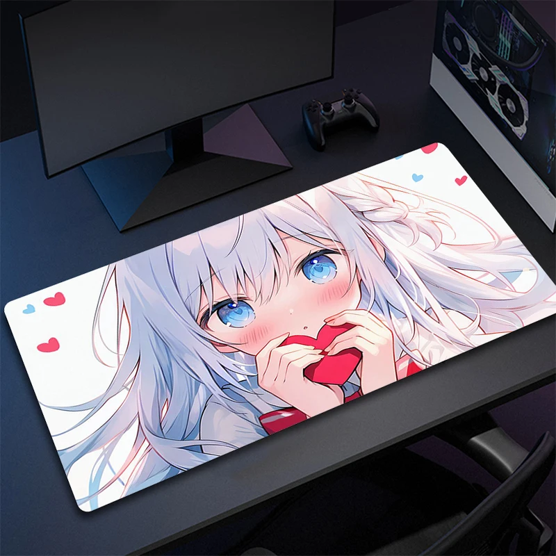 

900x400mm Gaming Mouse Mat Cute Anime Girls Premium Mouse Pad Gamer Large Locking Edge Mousepad Kawaii Non-Slip Office Desk Mat