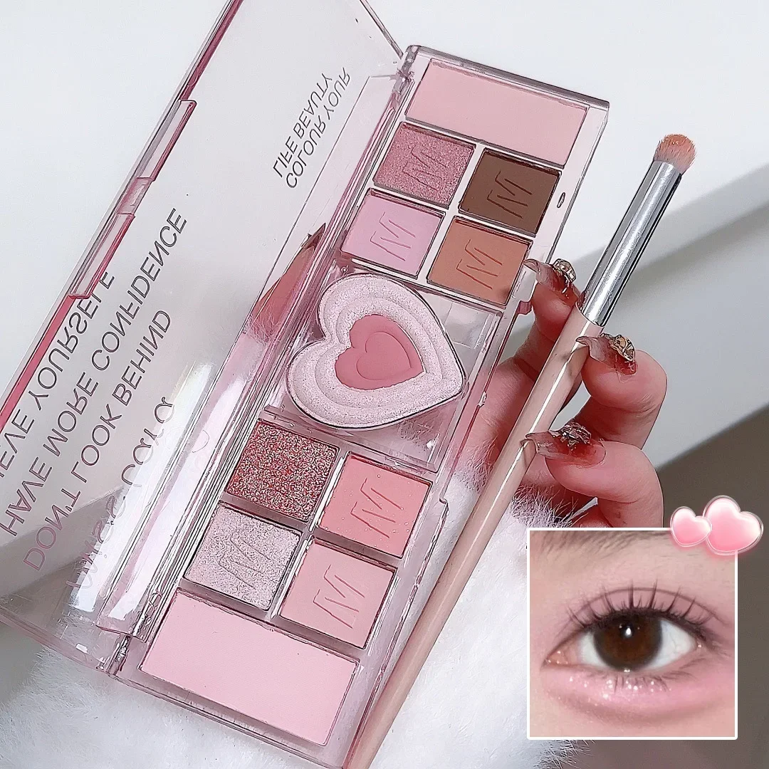 Paleta Love Highlighting Eyeshadow Blush, Cosmético Profissional Multiuso, Pigmento Mineral em Pó, Prato de Maquiagem, 12 Cores