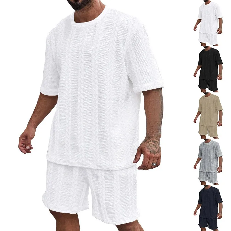 

Casual Cotton Blend T Shirt Solid Black Crew Neck Oversized Fit T-Shirts Solid White Relaxed Fit Waffle Knit Tee Solid Gray