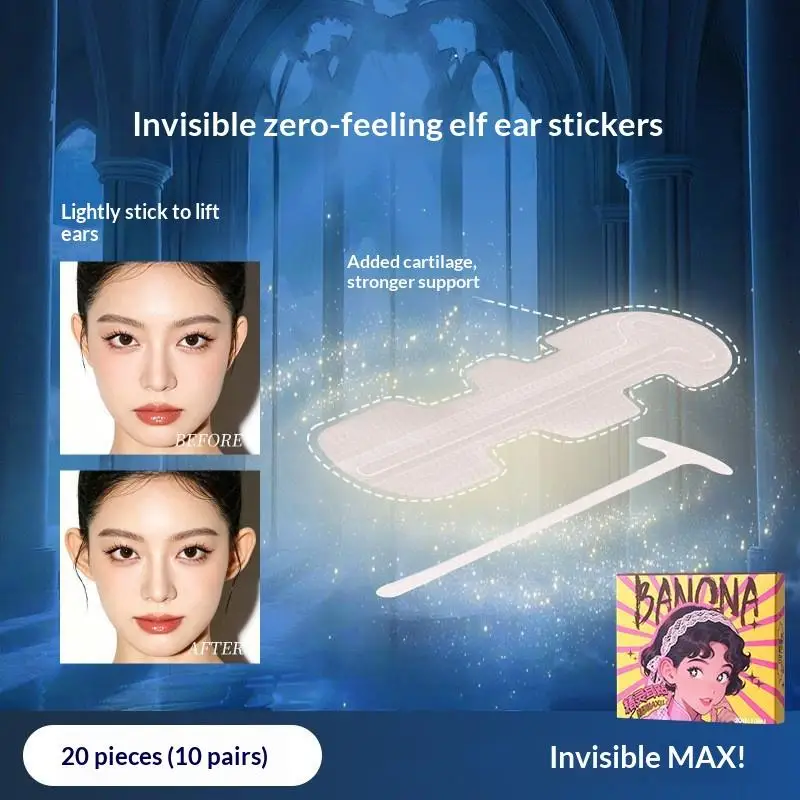 20PC Invisible Elf Ear Stickers Self Adhesive Cosmetic Ear Corrector Patch Waterproof Sweatproof Tape for Cosplay Fantasy Makeup
