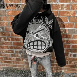 Y2K Style Mens Hoodies Streetwear 2025 Spring Autumn Fashion Long Sleeve Hooded Sweatshirts Mens Vintage Pattern Printing Hoodie