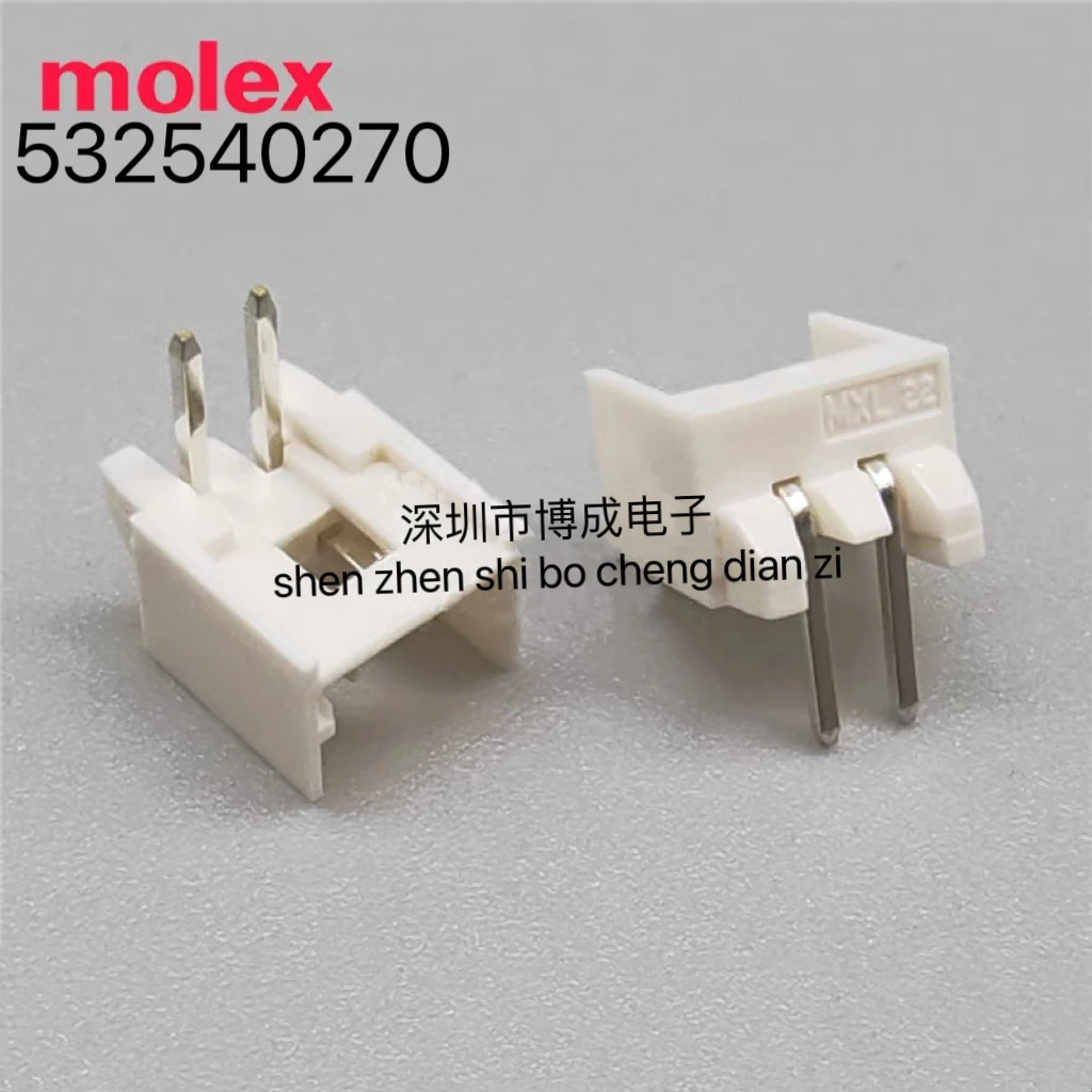 10 pieces   MOLEX connector, 532540270, 53254-0270, 1x2P spacing: 2mm, curved insert, 100% new and original