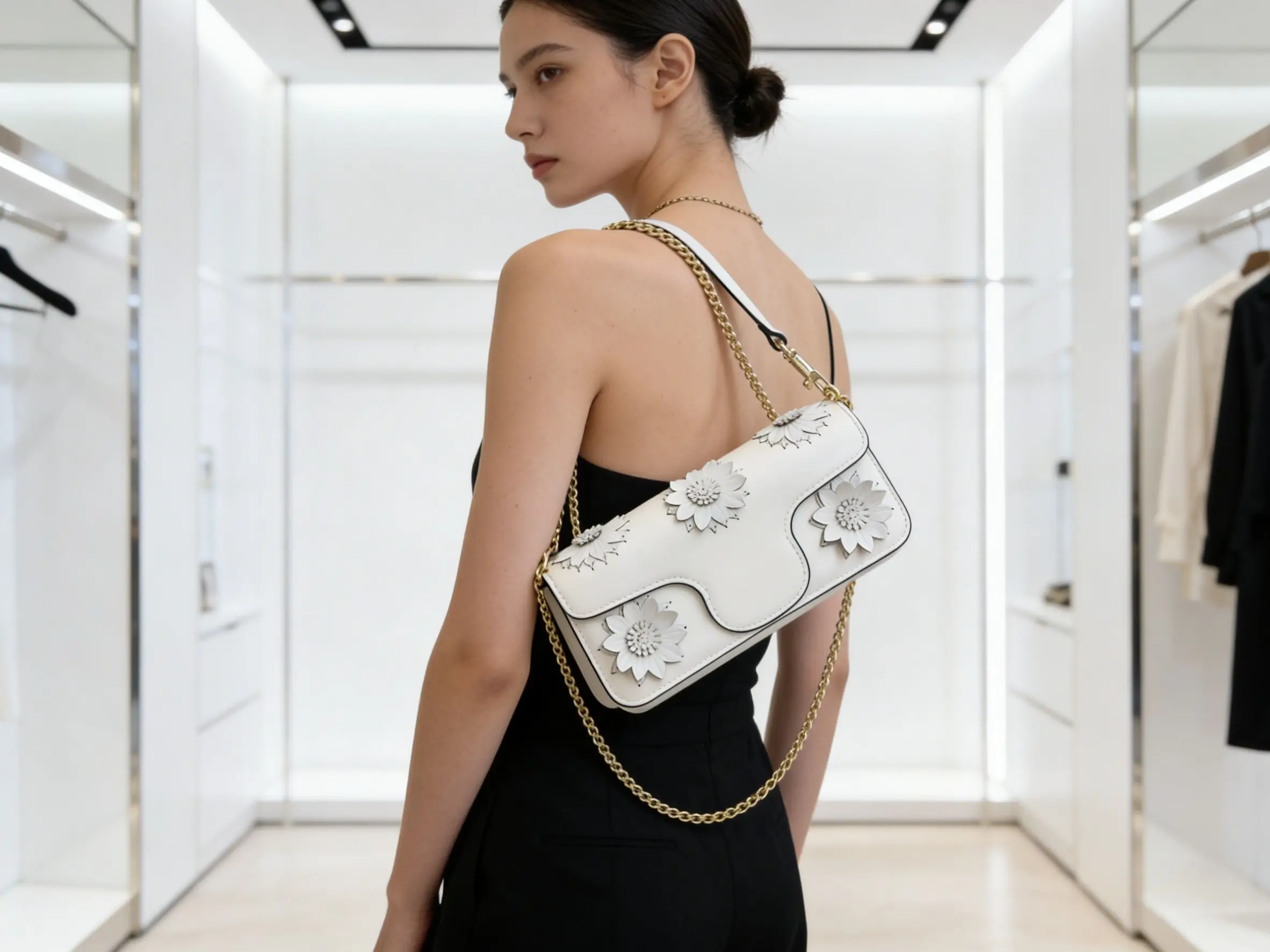 

Women's Genuine Leather Chain Crossbody Bag, Women's Luxury Handbag, Shoulder Bag, Clutch, Women's Hand Bag