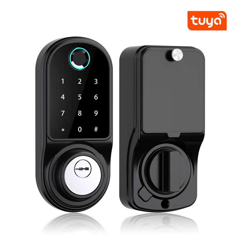 ZHDCOOKEY Tuya Remotely Multiple Code Fingerprint Biometric Password Touch Keypad Mobile Phone APP Digital Smart Deadbolt Lock