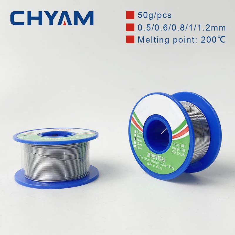 60/40 Rosin Core Tin Solder Wire 0.5/0.6/0.8/1.0/1.2mm Soldering Welding Flux 1.5-2.0% Iron Wires Reel 50g