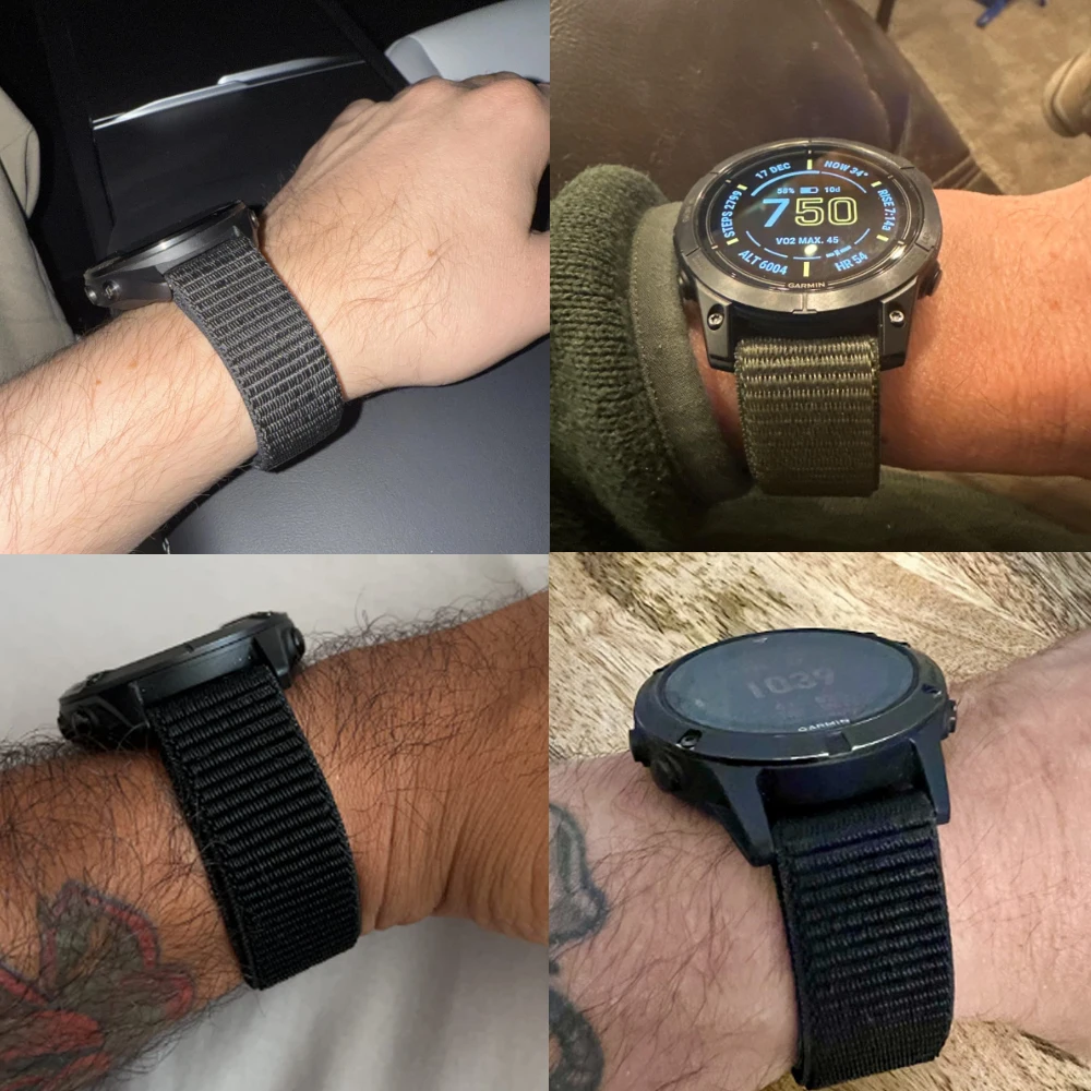 22mm 26mm QuickFit Hook Loop Nylon Strap For Garmin Enduro 3 2/Fenix 8 E 7 7X Pro/Epix Gen 2/Tactix 8 47mm 51mm Woven Watchbands