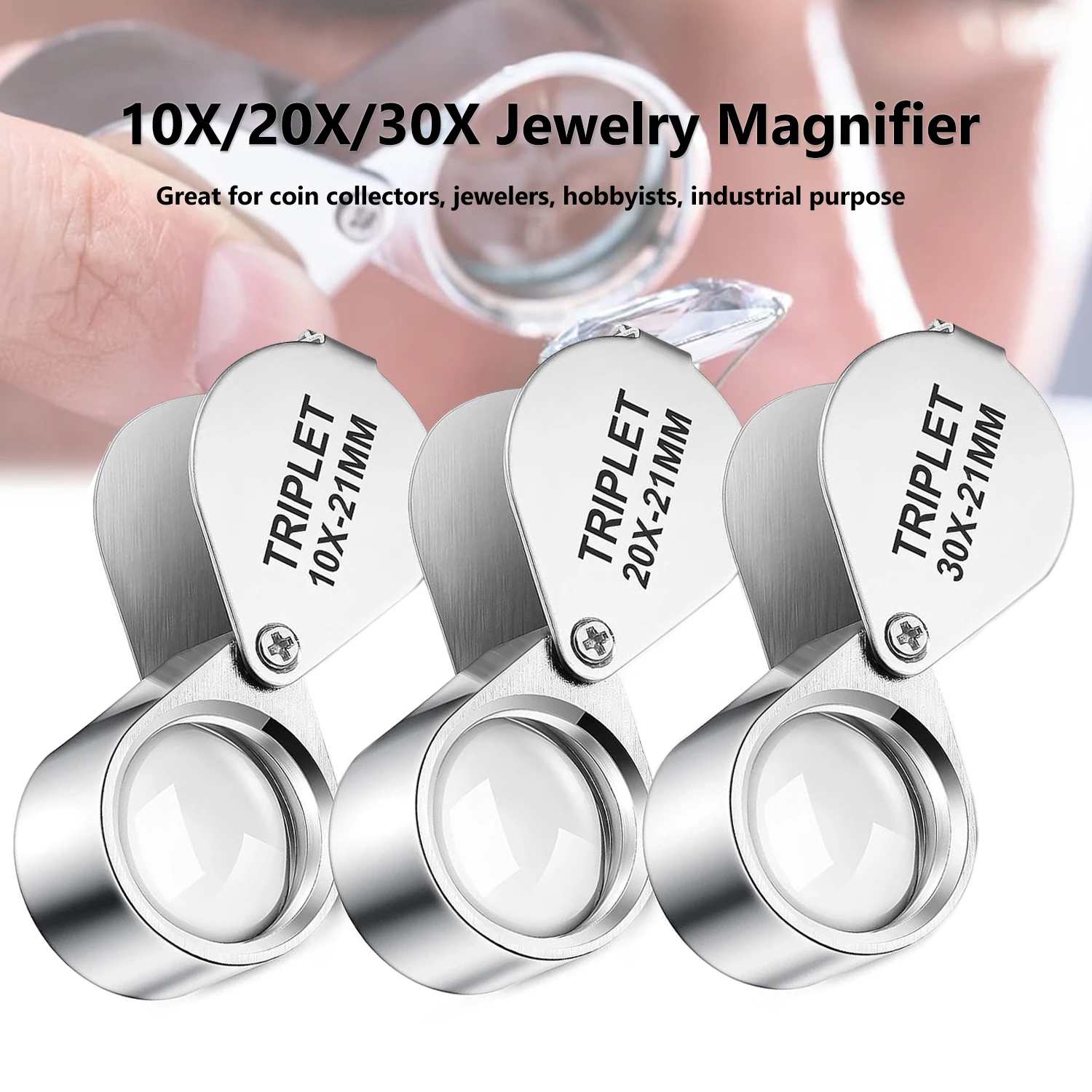 

Mini Magnifying Glass For Professional Jewelry 10X 20X 30X Portable Pocket Jeweler Loupes Magnifying Glass Jewelry Magnifier