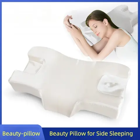 Anti-Wrinkle Memory Foam Side Sleeping Pillow for Face,Beauty Pillow for Side Sleepers, Contour Cervical Support,Pressure Relief