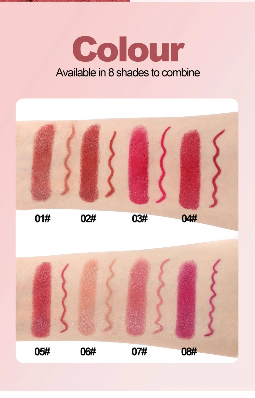 2 in 1 matte lippenstift en lipliner set 8 kleuren lippotlood hoog gepigmenteerde waterdichte langdurige lippenstift lippen make-up