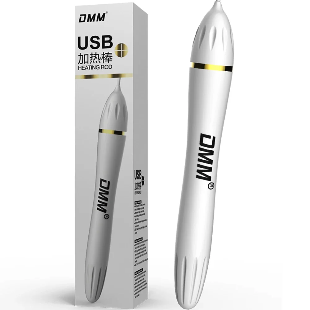 Varilla calefactora Plug-&-Heat DMM Calor rápido hasta 45 ℃ para taza de masturbación masculina, juguetes sexuales con carga USB para masaje sexual de pene