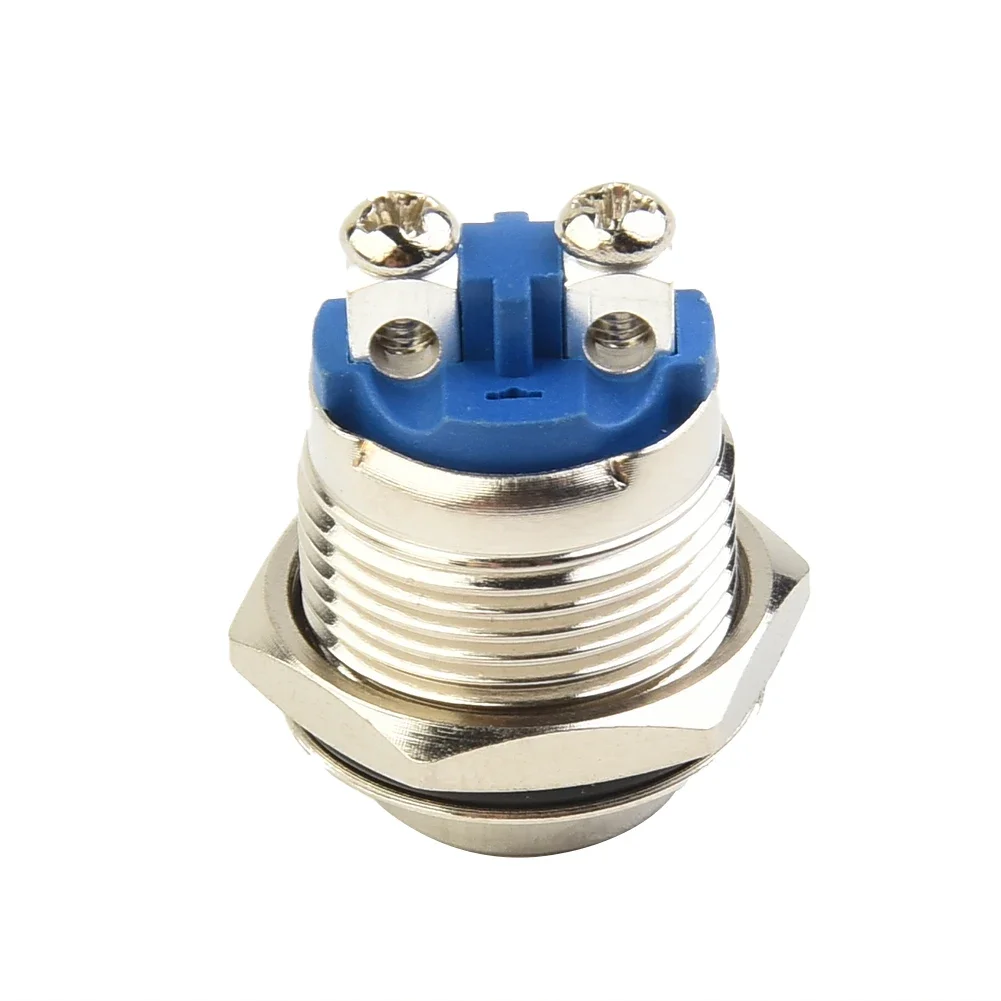 12V Waterproof Momentary Switch High Flat Ball Head Horn Switch Metal Push Button ON/OFF Self-reset Car Accessories