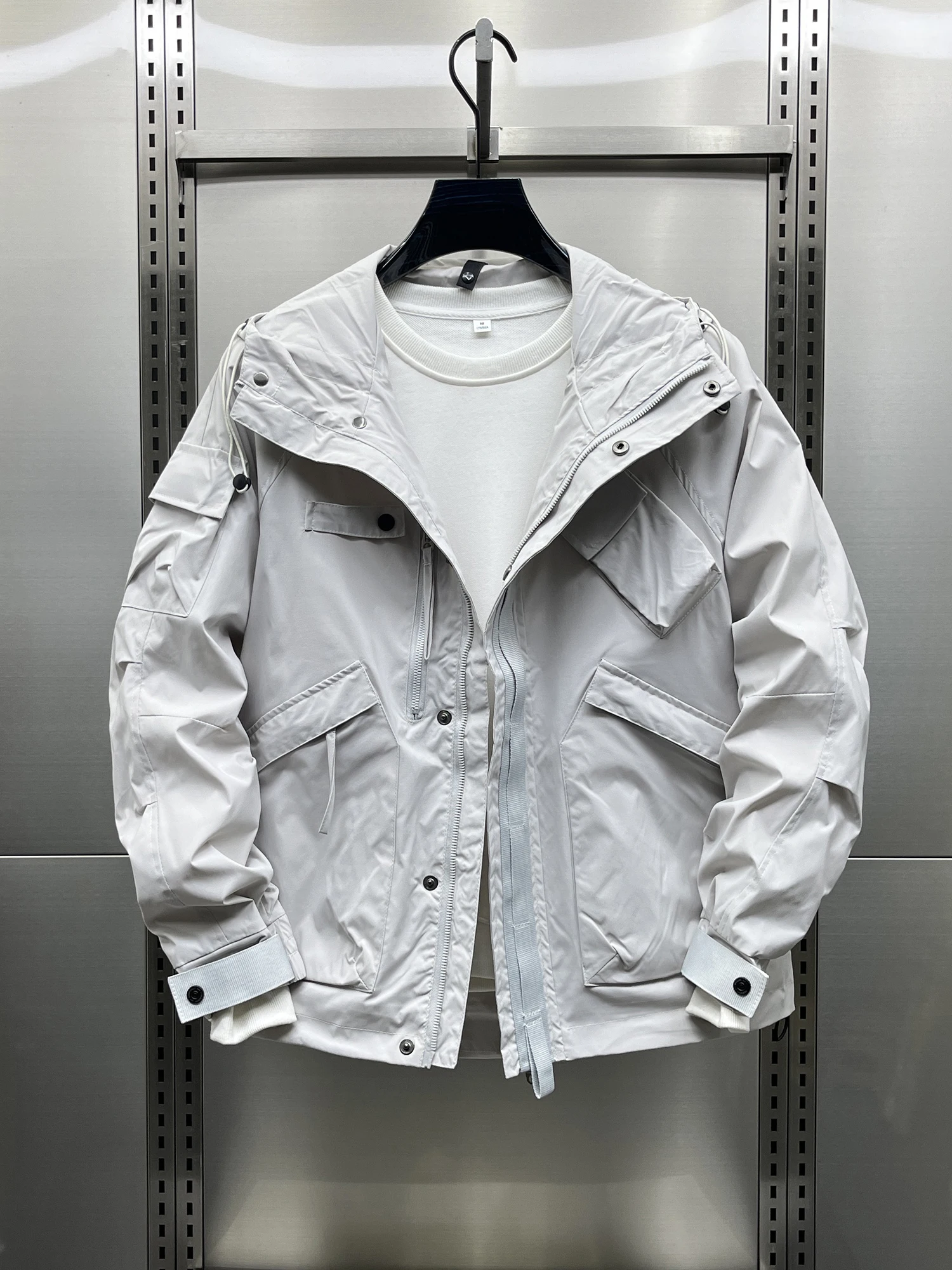 

Мужская демисезонная куртка свободного кроя с капюшоном, для работы и активного отдыха, молодежная, теплая, функциональная, повседневная, с длинными рукавами и молнией