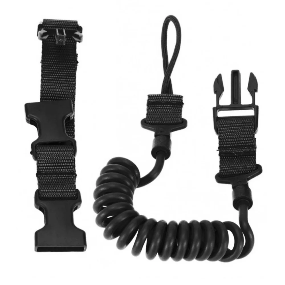 Tactical Anti-lost Elastic Lanyard Rope Sling, Spring Safety Strap Rope For Key Ring Chain Flashlight Hunting Accessories