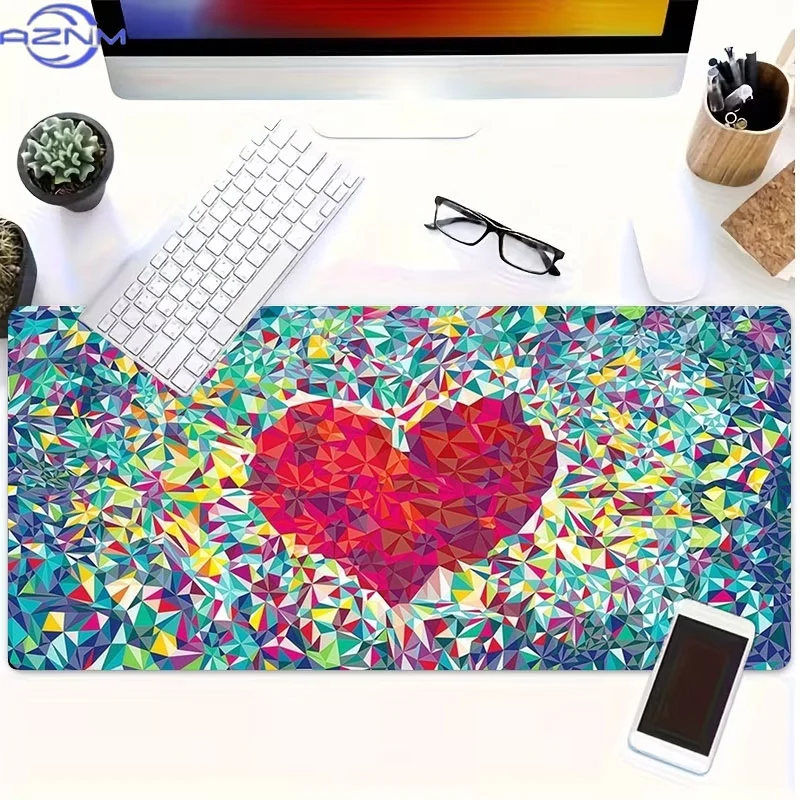 Colorful Triangular Heart-Shaped Mouse Pad Made of Rubber, Available in Various Sizes, Perfect for Gamers And Programmers. an Ex