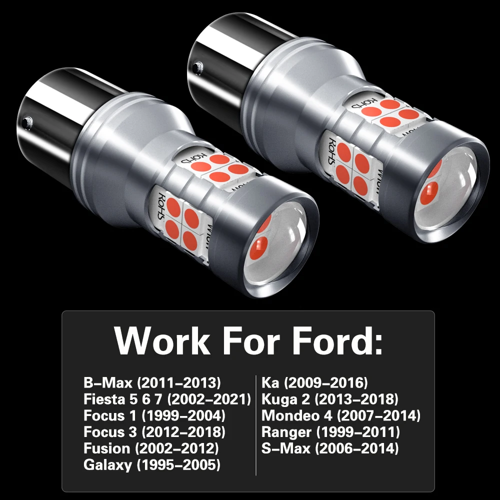 2x LED Brake Light Lamp P21/5W BAY15D Canbus For Ford B Max Fiesta 5 6 7 Focus 1 3 Fusion Galaxy Ka Kuga 2 Mondeo 4 Ranger S Max