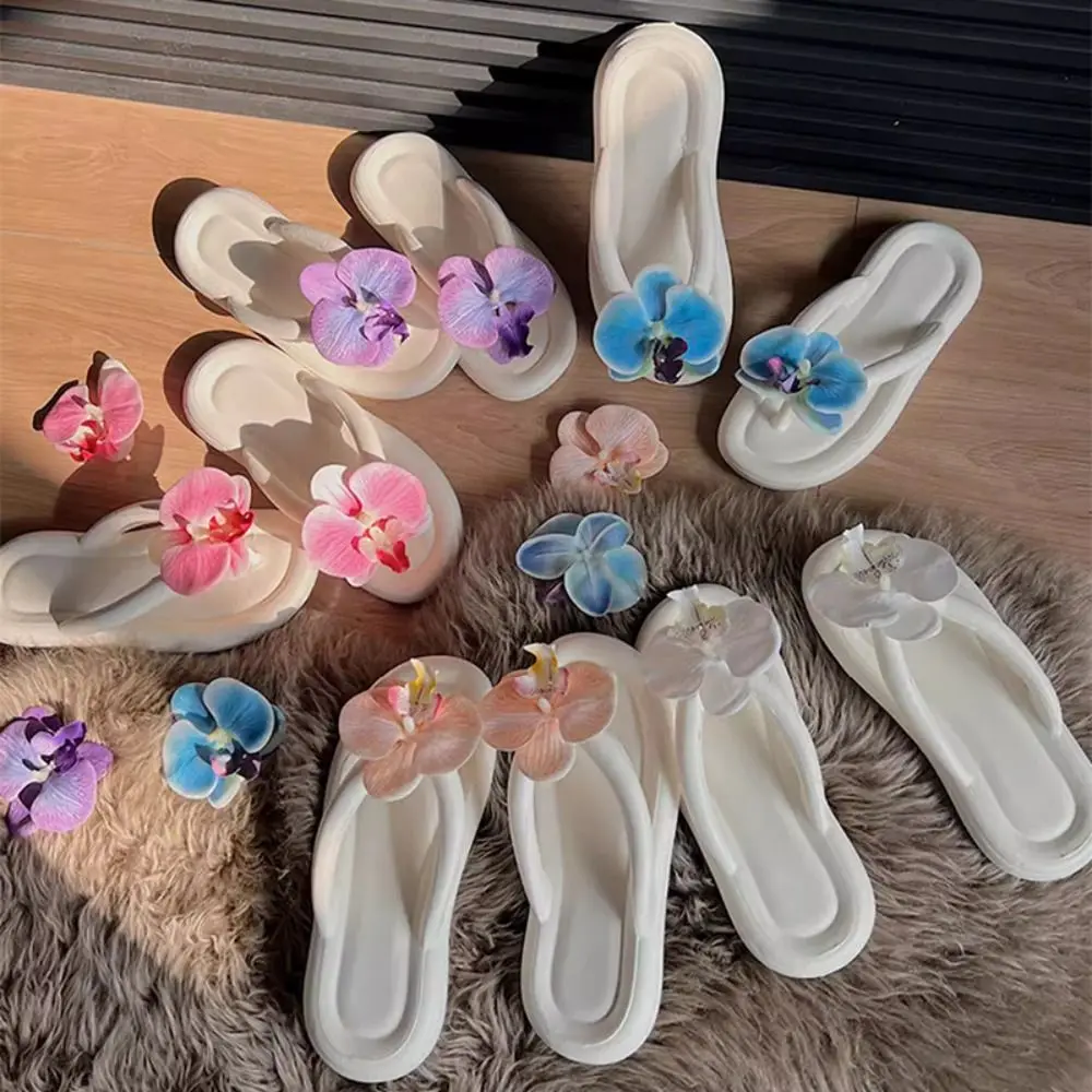 

Fashion EVA Flip Flops Anti-Slip Summer Herringbone Slippers Butterfly Orchid Clip on Slides Outdoor