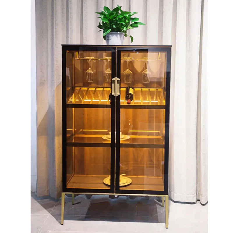 

Italian light luxury wine cabinet double door cabinet minimalist display living room wall glass door decorative