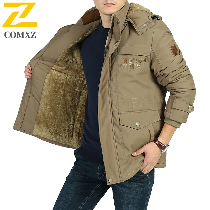 

2025 New Men's Cotton Jacket Fashion Classic Thick Velvet Cold Protection Warmth Hoodie Outdoor Casual Winter Work Cotton Jacket