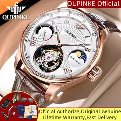 Top Swiss Brand OUPINKE Tourbillon Watch for Men Chronograph Moon Phase Waterproof Man Watch Automatic Mechanical Wristwatch Men
