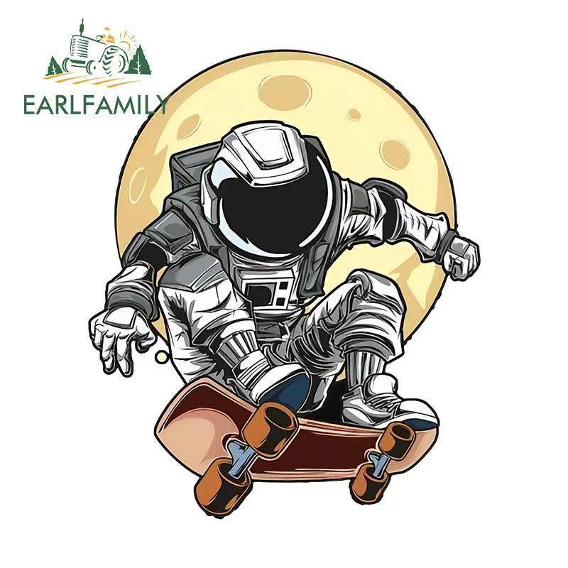 EARLFAMILY 13cm × 10.8cm Astronaut Cartoon Design Car Stickers Creative Personal Picture Decals Waterproof Car Door Protector