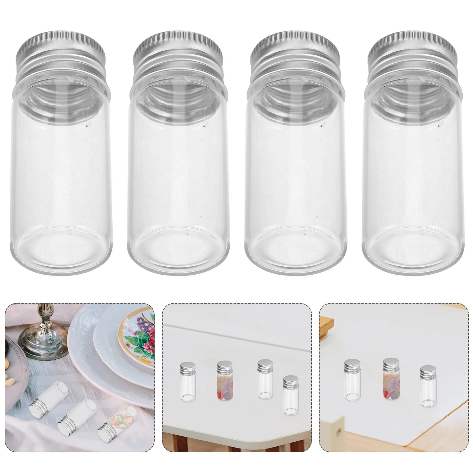 

30 шт. маленьких прозрачных стеклянных бутылочек 10 мл, мини-баночки с завинчивающимися крышками для DIY-проектов, свадебных сувениров, хранения специй, образцов жидкостей