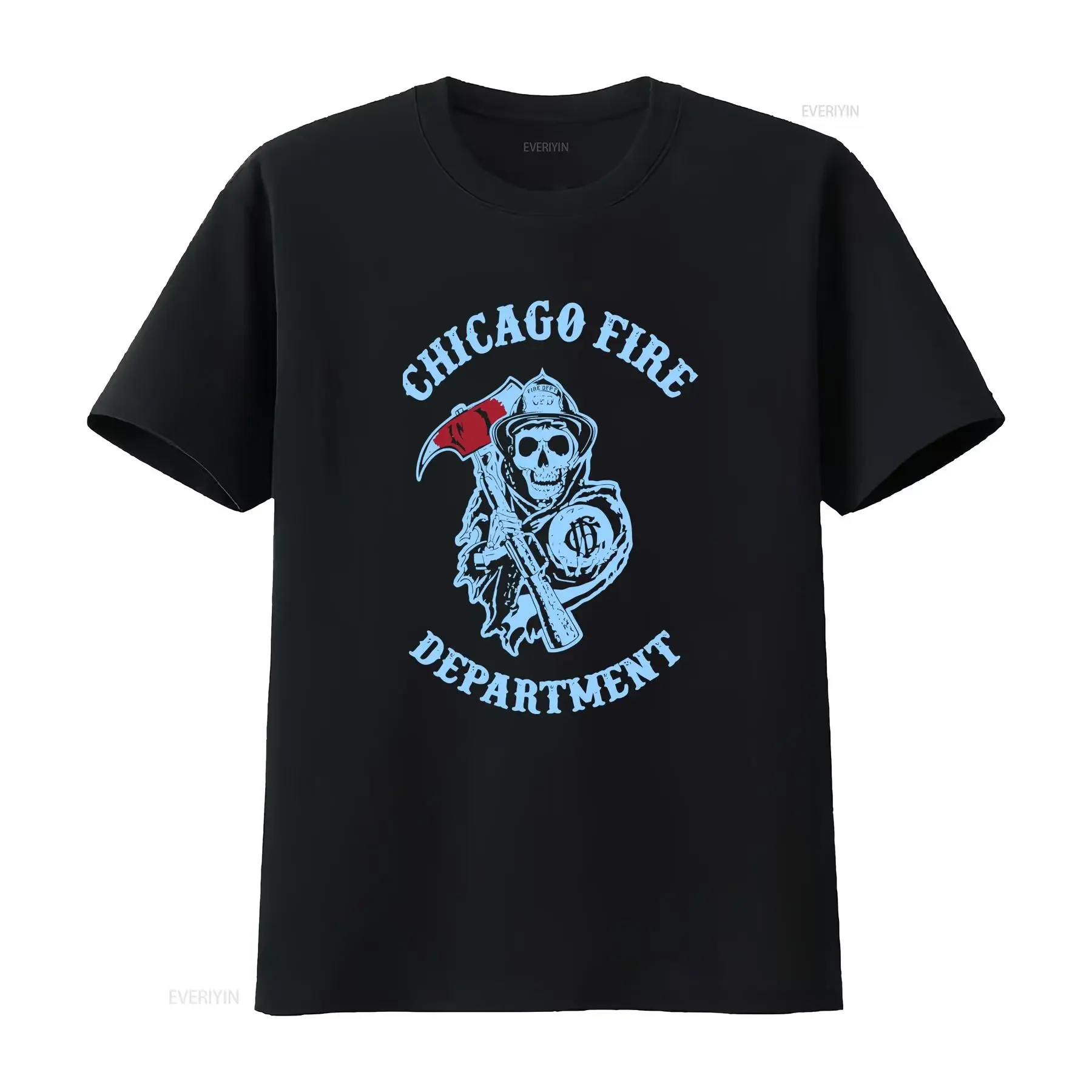 

Chicago Fire Department Skull and Axe T Shirt Navy vintage Washed homme Breathable Stretched Stylish fashion Unisex Comfortable