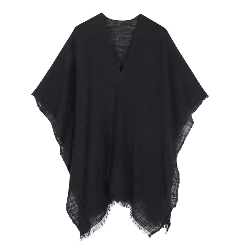 Poncho Cloak  Japanese Cotton Plain Color Thin Modal Women's Summer Air-conditioned Room Travel Sun Protection Split Capes