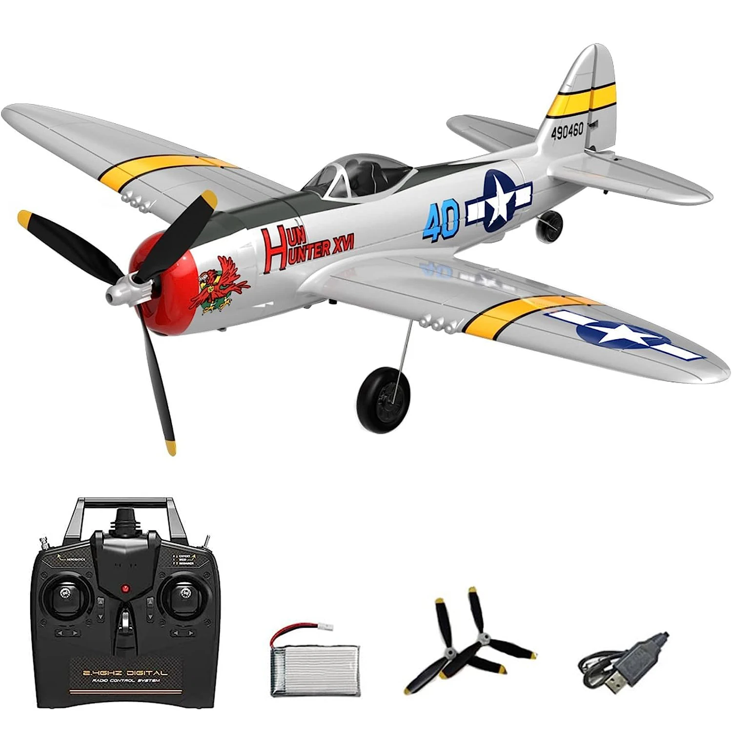 RC Airplane P47 RTF Aircraft One Key Aerobati RC Fighter, Lightning RC Plane Wingspan 4Ch con sistema di stabilizzazione Xpilot