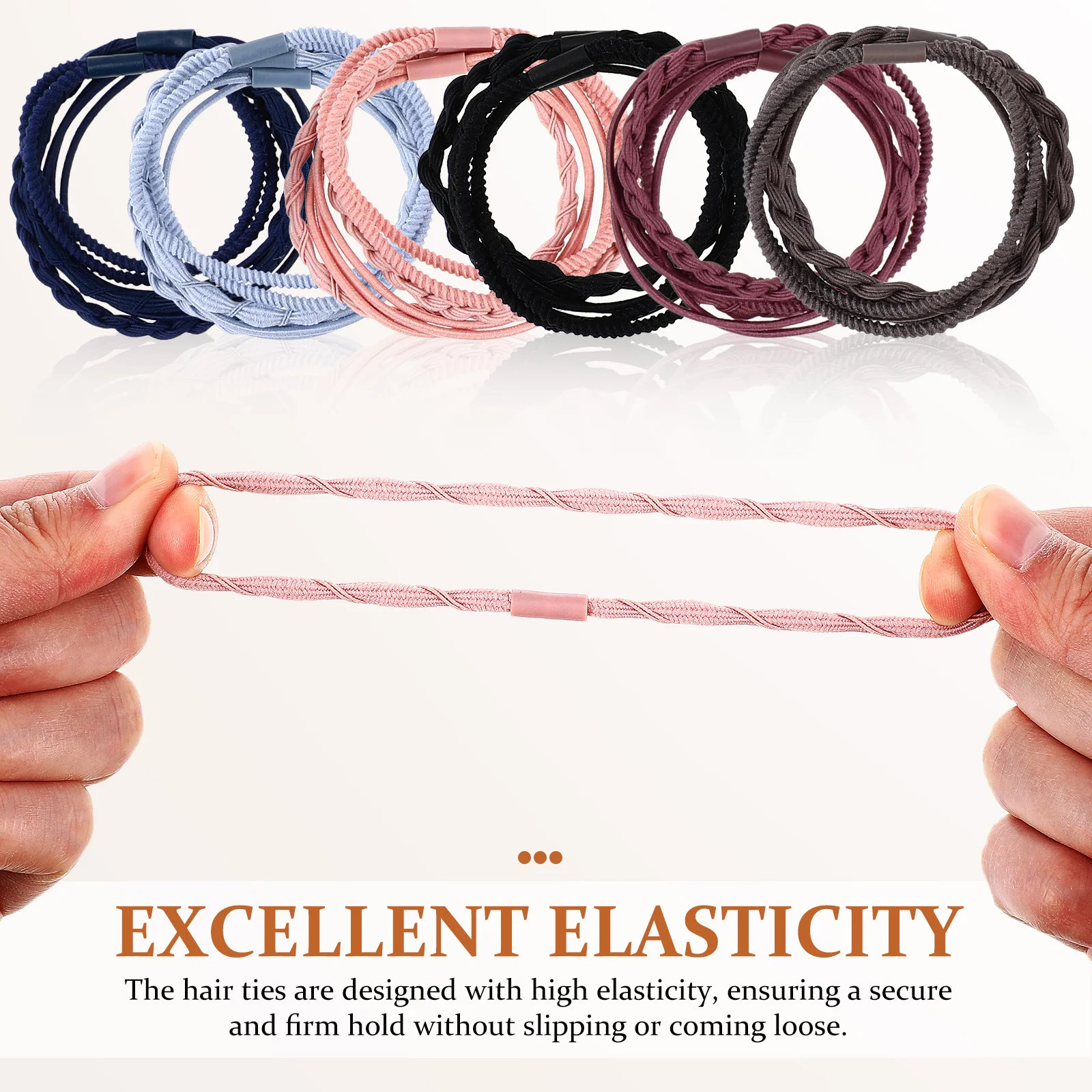

24 pcs Hair Ties for Girls Elastic Bands No Damage Fabric Scrunchies Thick Stretchy Holders Ponytails Buns Curls Wrist Portable