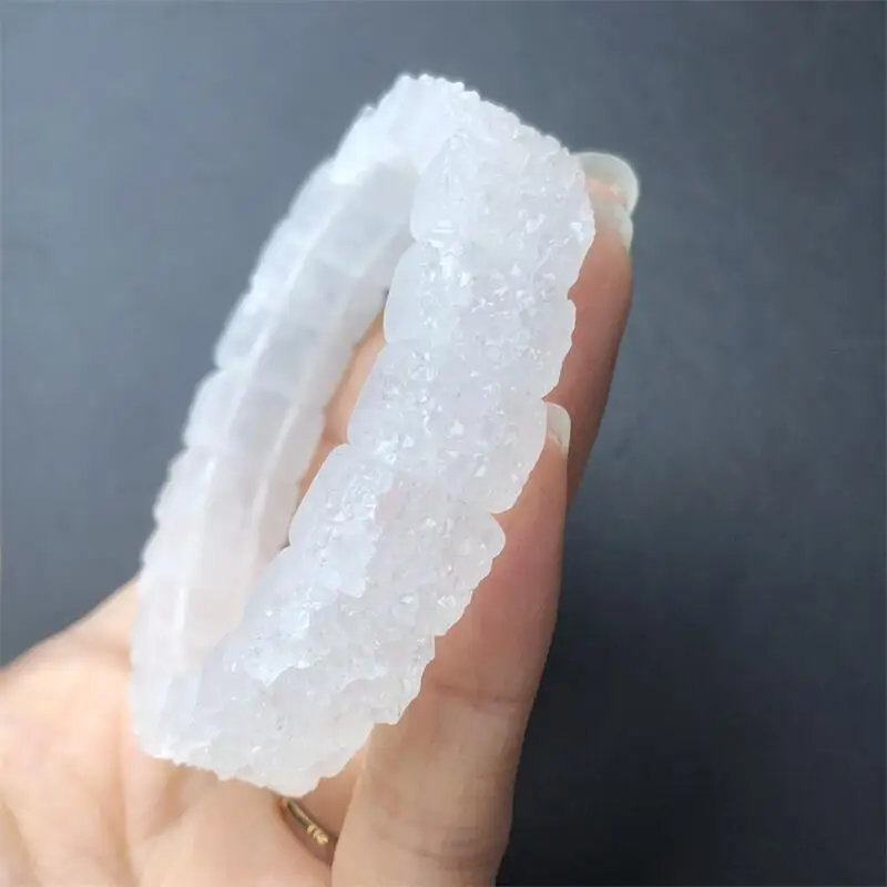 

Natural Clear Quartz Druzy Cluster Bangle Jewelry Adjustable Chain Quartz Crystal Stone Bangle For Women Gift 1pcs