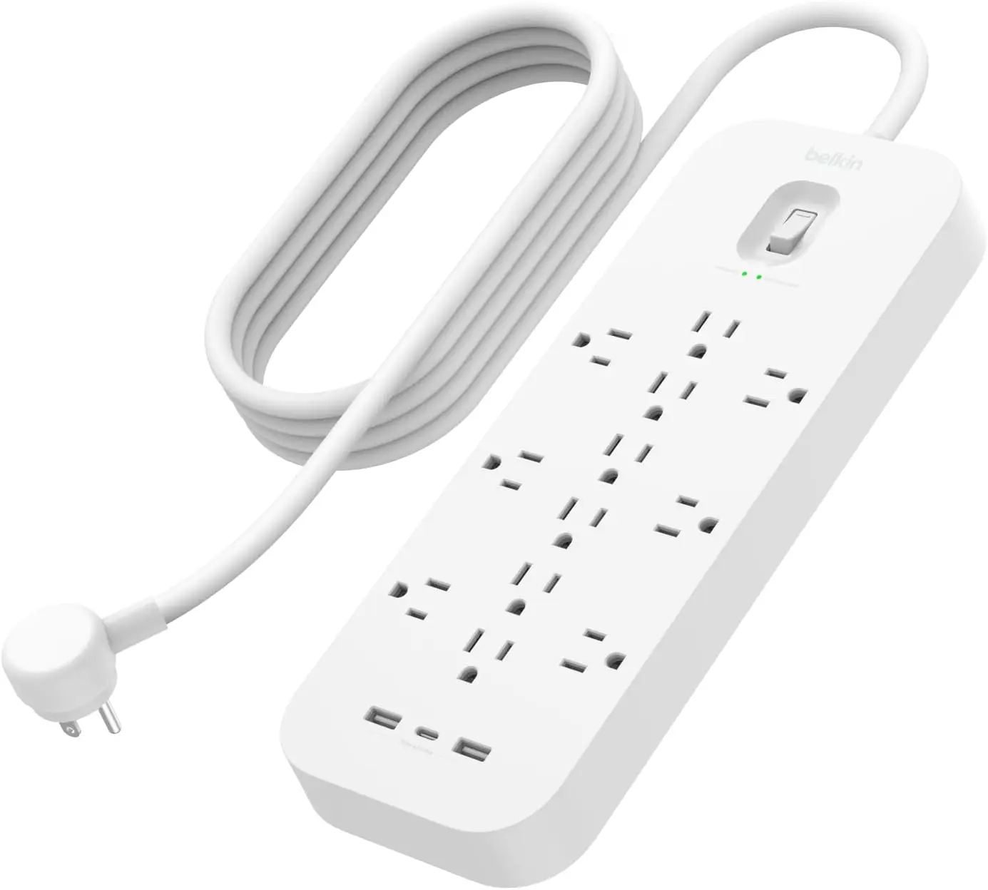 

Устройство защиты от перенапряжения с 12 выходами, 2 портами USB-A и 1 USB-C, кабель длиной 6 футов, сертификат UL, защита от перегрузки