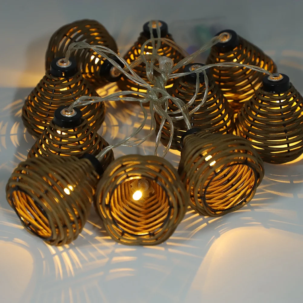 10Pcs Rattan Lamps String Lights LED Rattan Balls Fairy Lights Wedding Home Decoration