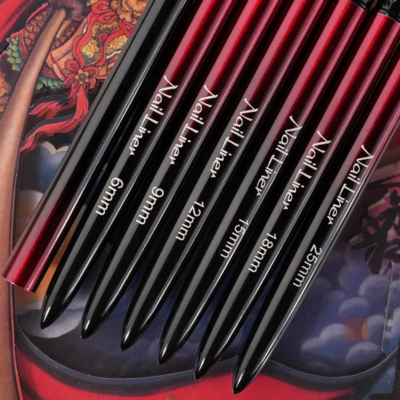 1/6 قطعة 6/9/12/15/18/25 مللي متر مسمار الفن بطانة فرش هلام فرشاة الأظافر هلام مسمار البولندية اللوحة فرشاة الرسم مسمار الفن تصميم فرشاة القلم #2