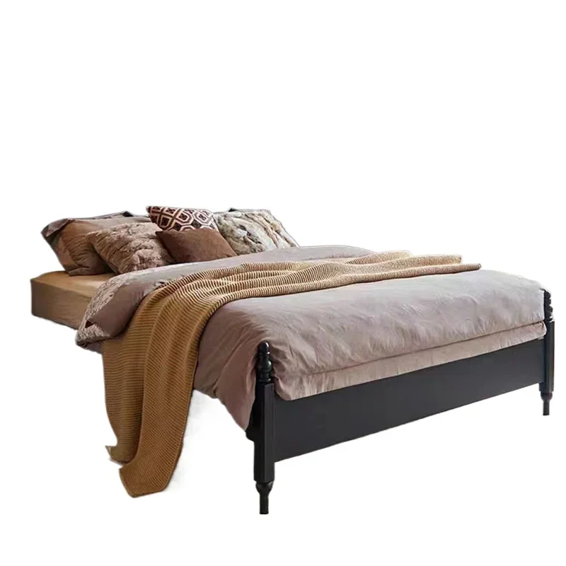 

French retro ash wood solid wood bed modern simple bed and breakfast bedroom 1.8 meters